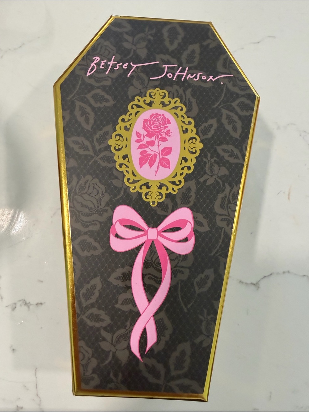 Betsey Johnson Black and Gold Crystal Skull Charm Keychain - Picture 3 of 3